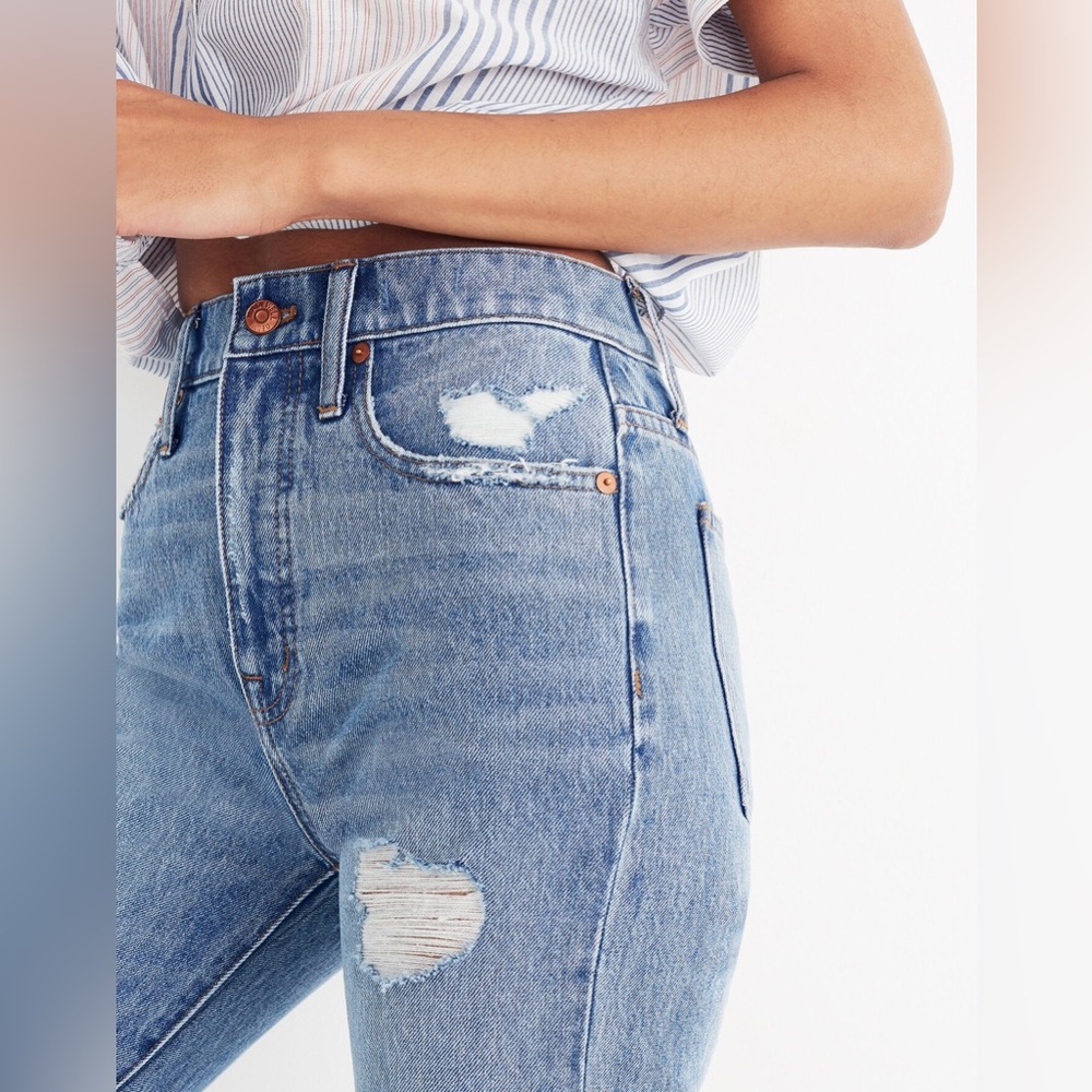 NWT Madewell Classic Straight Jeans Destructed Edition Tyler Wash Size 31 - Picture 4 of 13